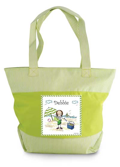 zippered tote green beach